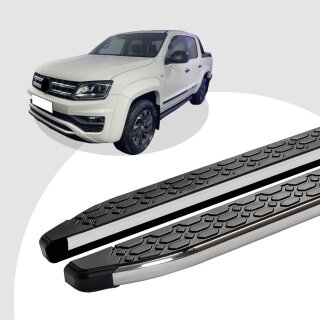 Trittbretter passend für VW Amarok ab 09/2010 (Model: LAVA, Farbe: Silber) mit ABE