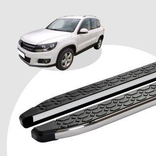 Trittbretter passend für VW Tiguan ab 09/2007-12/2016 (Model: LAVA, Farbe: Silber) mit ABE