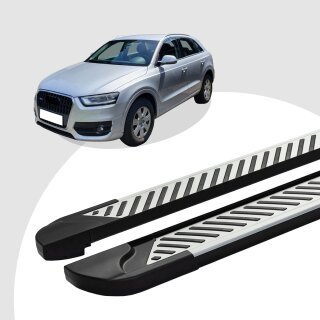 Trittbretter passend für Audi Q3 ab 06/2011-07/2018 (Model: LINE, Farbe: Silber) mit ABE