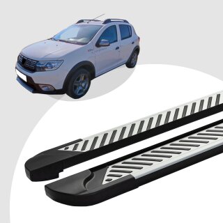 Trittbretter passend für Dacia Stepway ab 10/2012 (Model: LINE, Farbe: Silber) mit ABE