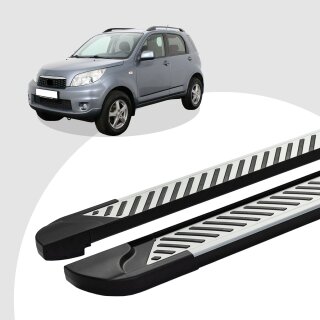 Trittbretter passend für Daihatsu Terios ab 11/2005-12/2017 (Model: LINE, Farbe: Silber)