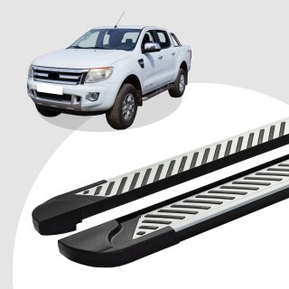 Trittbretter passend für Ford Ranger ab 01/2005-07/2012 (Model: LINE, Farbe: Silber) mit ABE