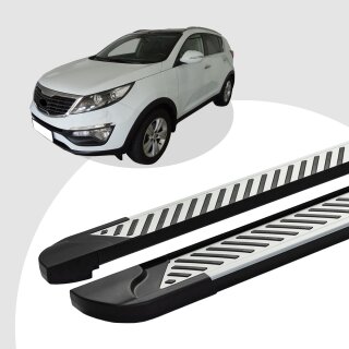 Trittbretter passend für Kia Sportage ab 09/2009-12/2015 (Model: LINE, Farbe: Silber) mit ABE