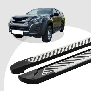 Trittbretter passend für Isuzu D-MAX ab 06/2012 (Model: LINE, Farbe: Silber) mit ABE