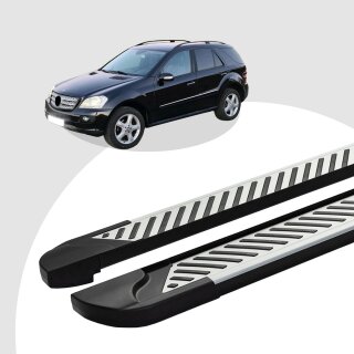 Trittbretter passend für Mercedes ML W164 ab 07/2005-12/2011 (Model: LINE, Farbe: Silber) ABE