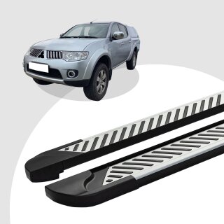 Trittbretter passend für Mitsubishi L200 01/2004-12/2022 (Model: LINE, Farbe: Silber) mit ABE