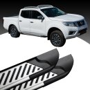 Trittbretter passend f&uuml;r Nissan Navara ab 10/2004-12/2015 (Model: LINE, Farbe: Silber) mit ABE