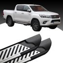 Trittbretter passend f&uuml;r Toyota Hilux Revo ab 05/2015 (Model: LINE, Farbe: Silber) mit ABE