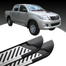 Trittbretter passend f&uuml;r Toyota Hilux Vigo 08/2004-12/2015 (Model: LINE, Farbe: Silber) mit ABE