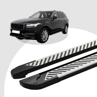 Trittbretter passend für Volvo XC90 ab 09/2014 (Model: LINE, Farbe: Silber) mit ABE