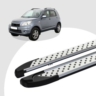 Trittbretter passend für Daihatsu Terios ab 11/2005-12/2017 (Model: SOMA, Farbe: Silber)