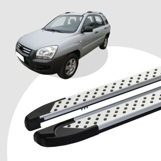 Trittbretter passend für Kia Sportage ab 09/2004-12/2010 (Model: SOMA, Farbe: Silber) mit ABE
