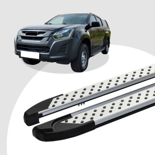 Trittbretter passend für Isuzu D-MAX ab 06/2012-2019 (Model: SOMA, Farbe: Silber) mit ABE