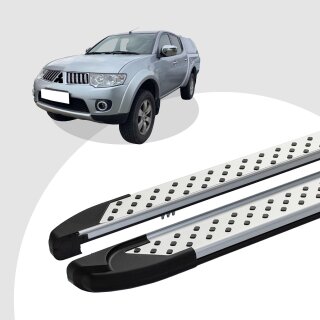 Trittbretter passend für Mitsubishi L200 ab 01/2004-12/2022 (Model: SOMA, Farbe: Silber) mit ABE