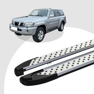 Trittbretter passend für Nissan Patrol ab 01/2005-12/2012 (Model: SOMA, Farbe: Silber) mit ABE