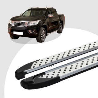 Trittbretter passend für Nissan Navara ab 07/2014 (Model: SOMA, Farbe: Silber) mit ABE