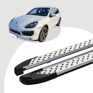 Trittbretter passend für Porsche Cayenne ab 06/2010-12/2017 (Model: SOMA, Farbe: Silber) mit ABE