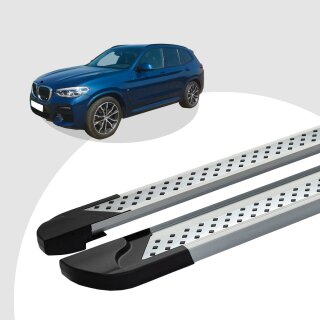 Trittbretter passend für BMW X3 ab 09/2010-12/2017 (Model: VISO, Farbe: Silber) mit ABE