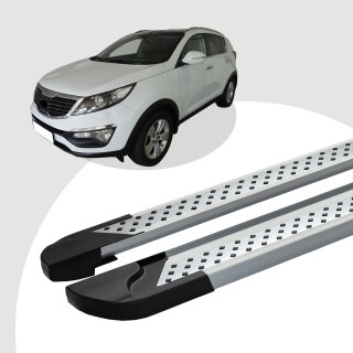 Trittbretter passend für Kia Sportage ab 09/2009-12/2015 (Model: VISO, Farbe: Silber) mit ABE