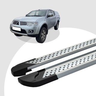 Trittbretter passend für Mitsubishi L200 ab 01/2004-12/2022 (Model: VISO, Farbe: Silber) mit ABE