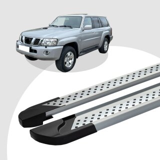 Trittbretter passend für Nissan Patrol ab 01/2005-12/2012 (Model: VISO, Farbe: Silber) mit ABE