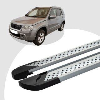 Trittbretter passend für Suzuki Grand Vitara ab 04/2005+ (Model: VISO, Farbe: Silber) mit ABE