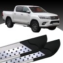 Trittbretter passend f&uuml;r Toyota Hilux Revo ab 05/2015 (Model: VISO, Farbe: Silber) mit ABE