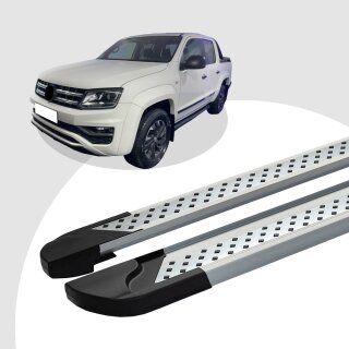 Trittbretter passend für VW Amarok ab 09/2010 (Model: VISO, Farbe: Silber) mit ABE