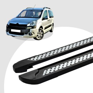 Trittbretter passend für Citroen Berlingo ab 04/2008-12/2018 (Model: VISO, Farbe: Schwarz) ABE