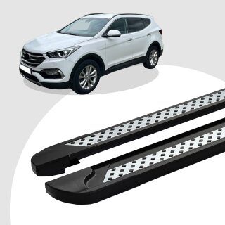 Trittbretter passend für Hyundai Santa Fe ab 09/2012-2018 (Model: VISO, Farbe: Schwarz) mit ABE