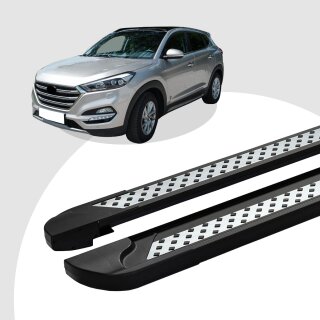 Trittbretter passend für Hyundai Tucson 08/2004-11/2010 (Model: VISO, Farbe: Schwarz) mit ABE