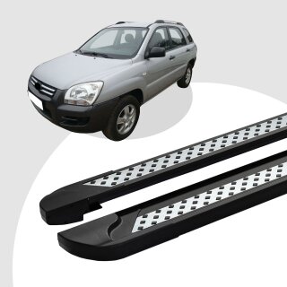 Trittbretter passend für Kia Sportage ab 09/2004-12/2010 (Model: VISO, Farbe: Schwarz) mit ABE