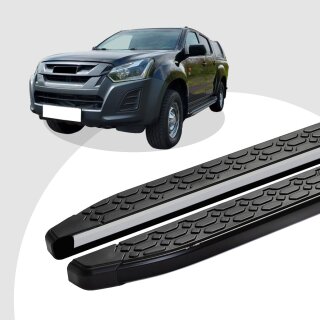 Trittbretter passend für Isuzu D-Max ab 2012 (Model: LAVA, Farbe: Schwarz)