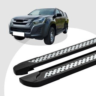 Trittbretter passend für Isuzu D-Max ab 2012 (Model: VISO, Farbe: Schwarz)