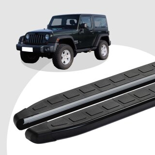 Trittbretter passend für Jeep Wrangler ab 2007-2017 (Model: DOLU, Farbe: Schwarz) ABE