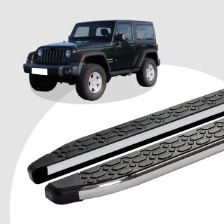 Trittbretter passend für Jeep Wrangler ab 2007-2017 (Model: LAVA, Farbe: Silber) ABE