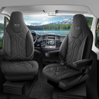 Sitzbezüge passend für Dreamer Wohnmobil (Schwarz-Grau) Pilot 1.1