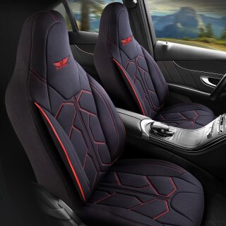 Sitzbezüge (Pilot) passend für Mitsubishi Lancer (Schwarz-Rot) 1.2