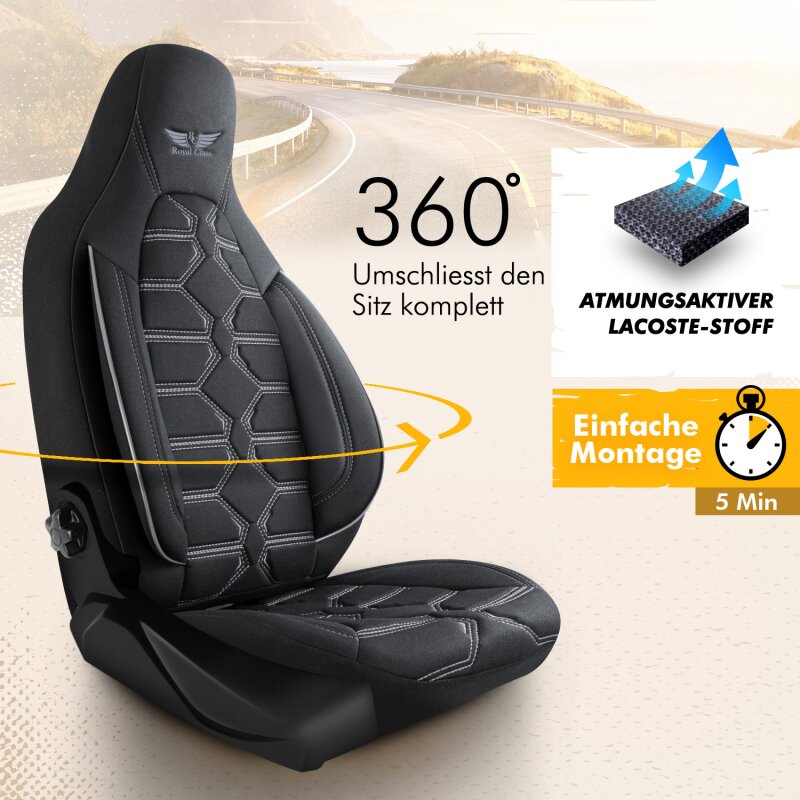 Schwarz-graue Sitzbezüge für SEAT ALTEA Autositzbezug VORNE 