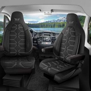 Sitzbezüge passend für WSR Wohnmobil (Schwarz-Grau) Pilot 2.1