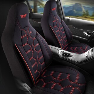 Sitzbezüge passend für Audi A4 (Model: Pilot - Schwarz-Rot)