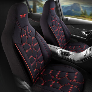 Sitzbezüge (Pilot) passend für SsangYong Rexton (Schwarz-Rot) 2.2