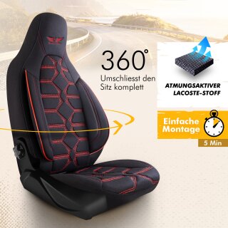 Sitzbezüge passend für ISRI Sitze Wohnmobil (Schwarz-Rot) Pilot 2.2
