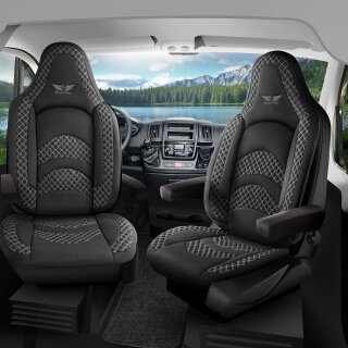 Sitzbezüge passend für Globecar Wohnmobil (Schwarz-Grau) Pilot 3.1