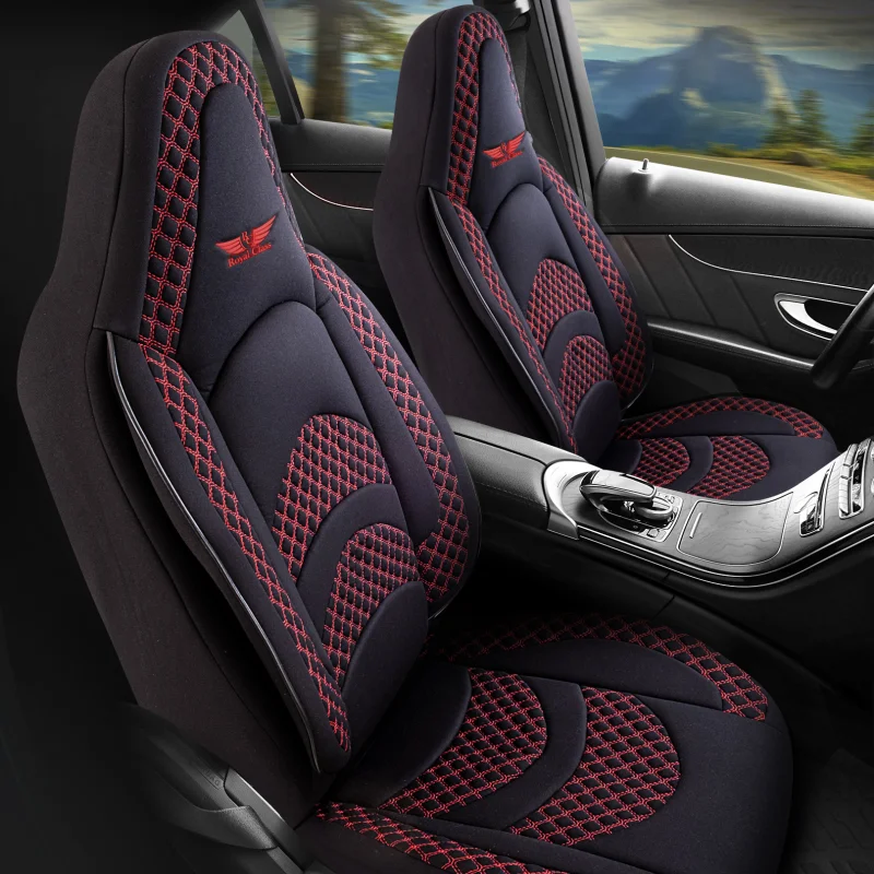 Schwarz-Rot Sitzbezug für RENAULT CLIO Fahrer Sitzbezug