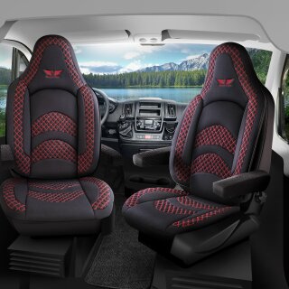 Sitzbezüge passend für Tikro Wohnmobil (Schwarz-Rot) Pilot 3.2