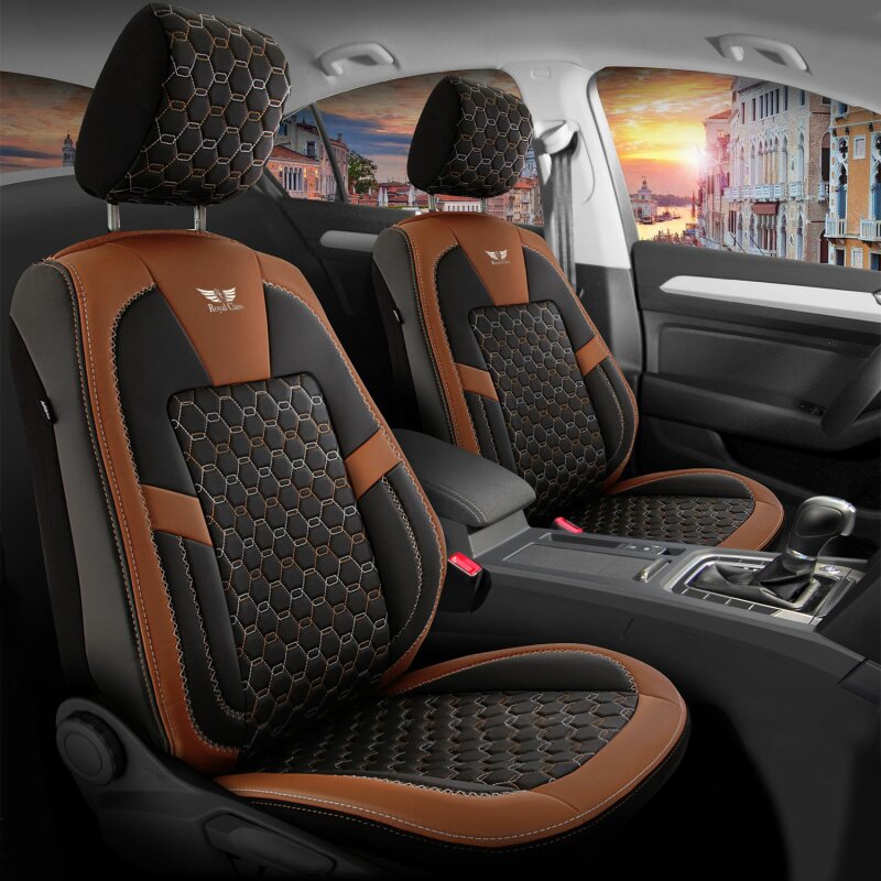 Hochwertige Sitzbezüge für Audi A4 (Schwarz-Braun) - RoyalClass