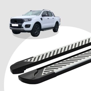 Trittbretter passend für Ford Ranger ab 2015 (Model: LINE, Farbe: Silber) mit ABE