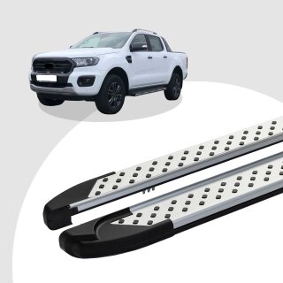 Trittbretter passend für Ford Ranger ab 2015 (Model: SOMA, Farbe: Silber) mit ABE