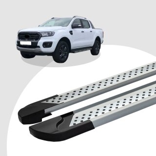 Trittbretter passend für Ford Ranger ab 2015 (Model: VISO, Farbe: Silber) mit ABE